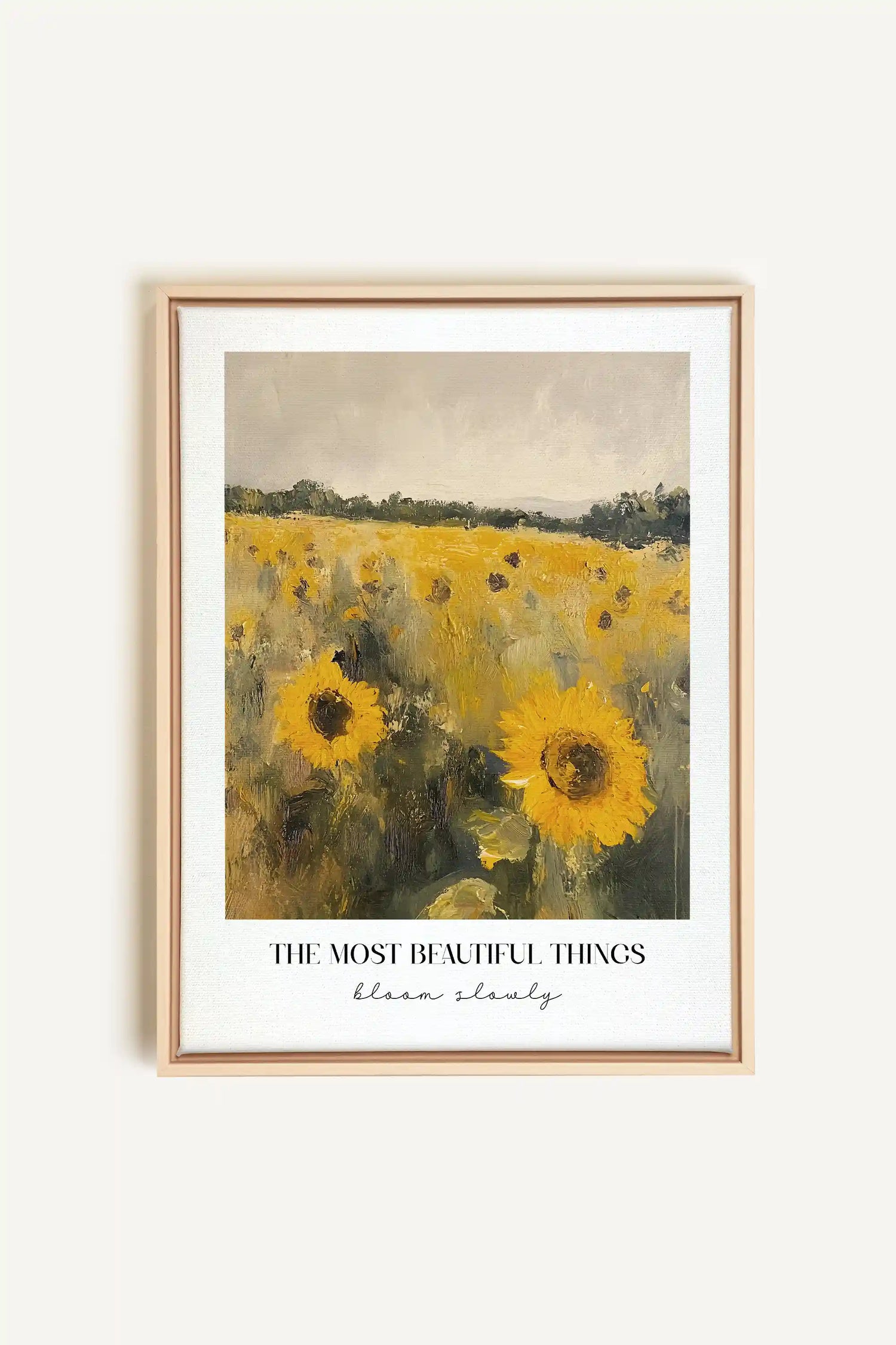 BLOOM SLOWLY, Artwork on stretched canvas, framed Natural Light