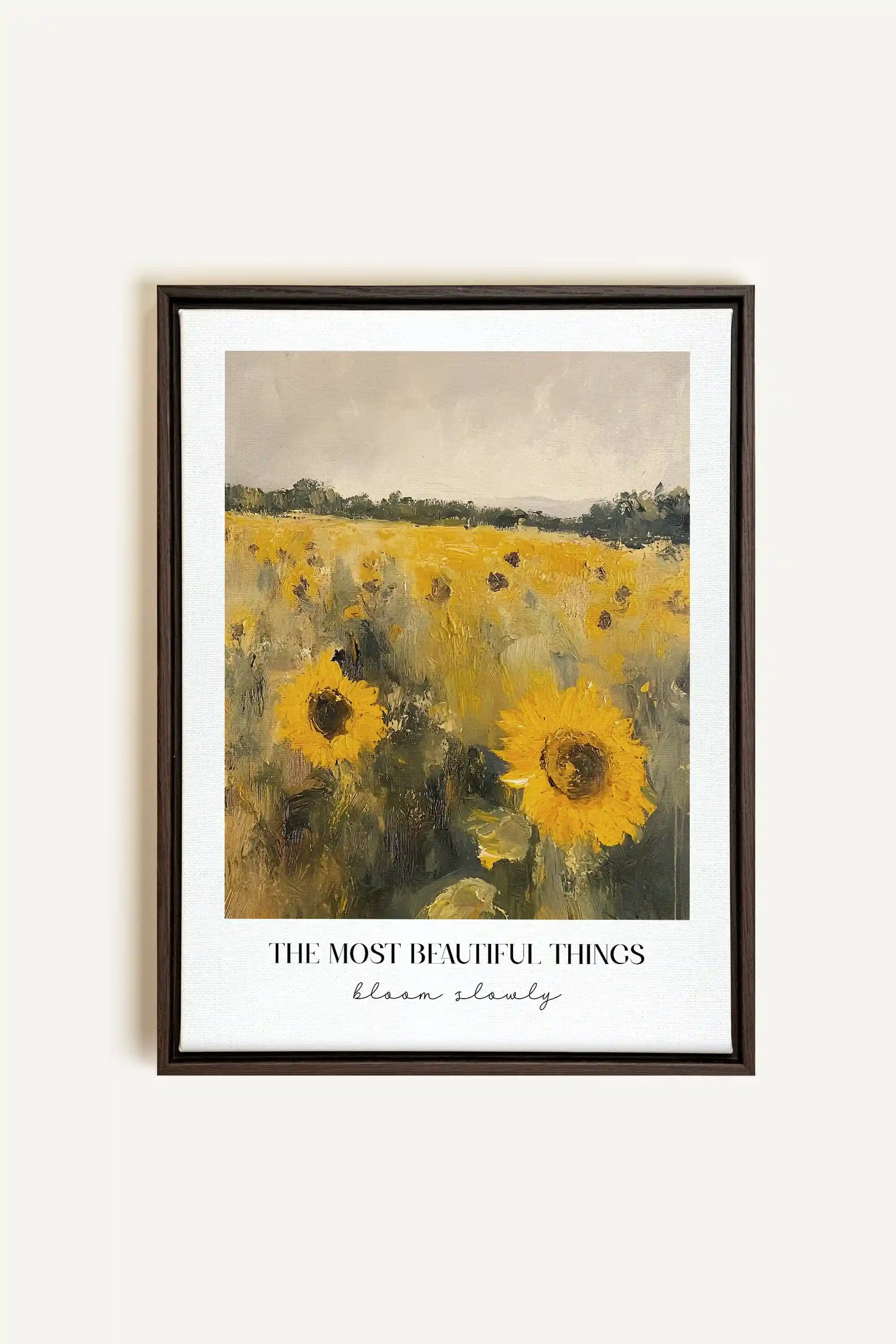 BLOOM SLOWLY, Oeuvre sur toile étirée, encadré Brun Noyer