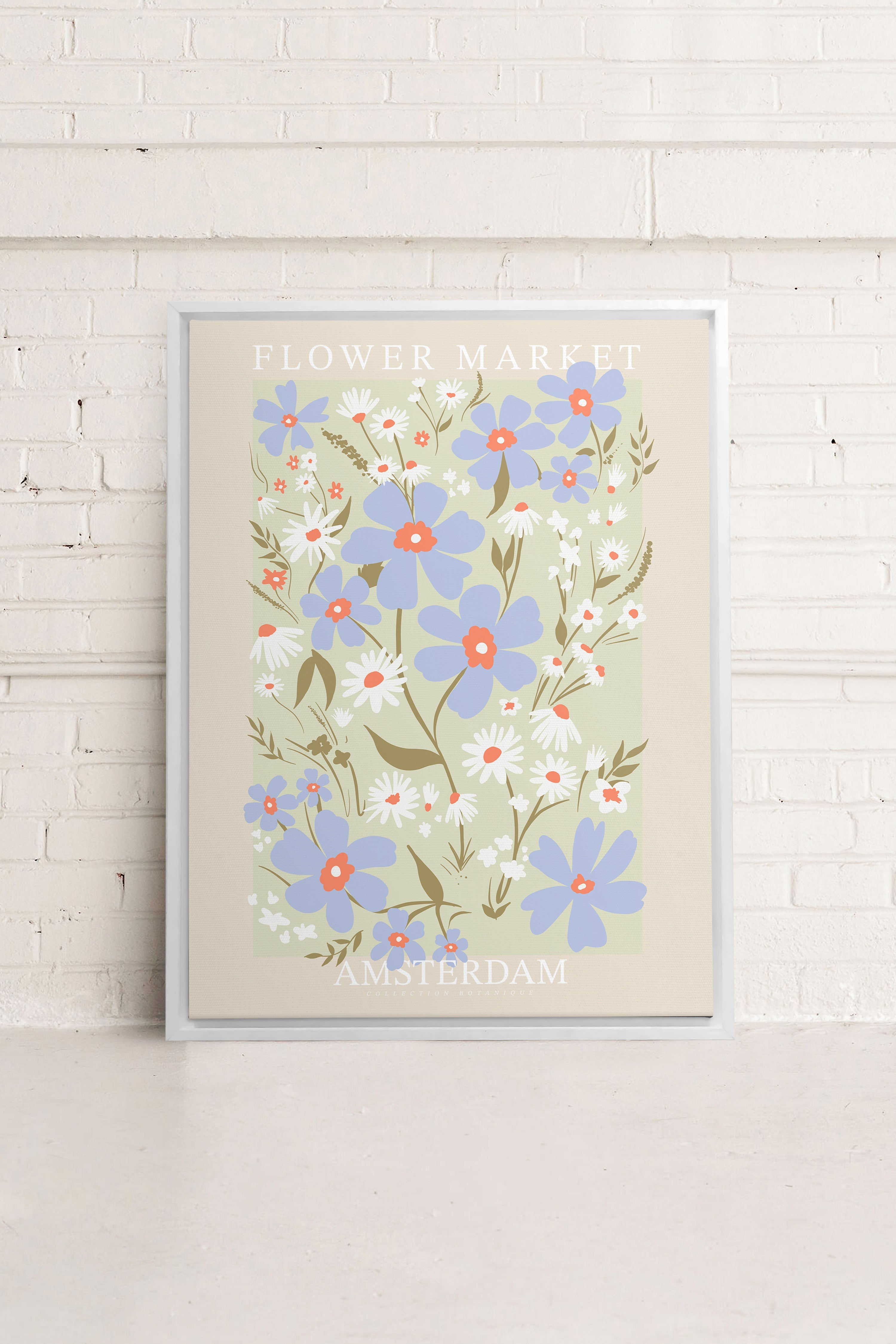 OLEKA CANVAS - AMSTERDAM BLOOM, Oeuvre sur toile étirée, encadré Blanc