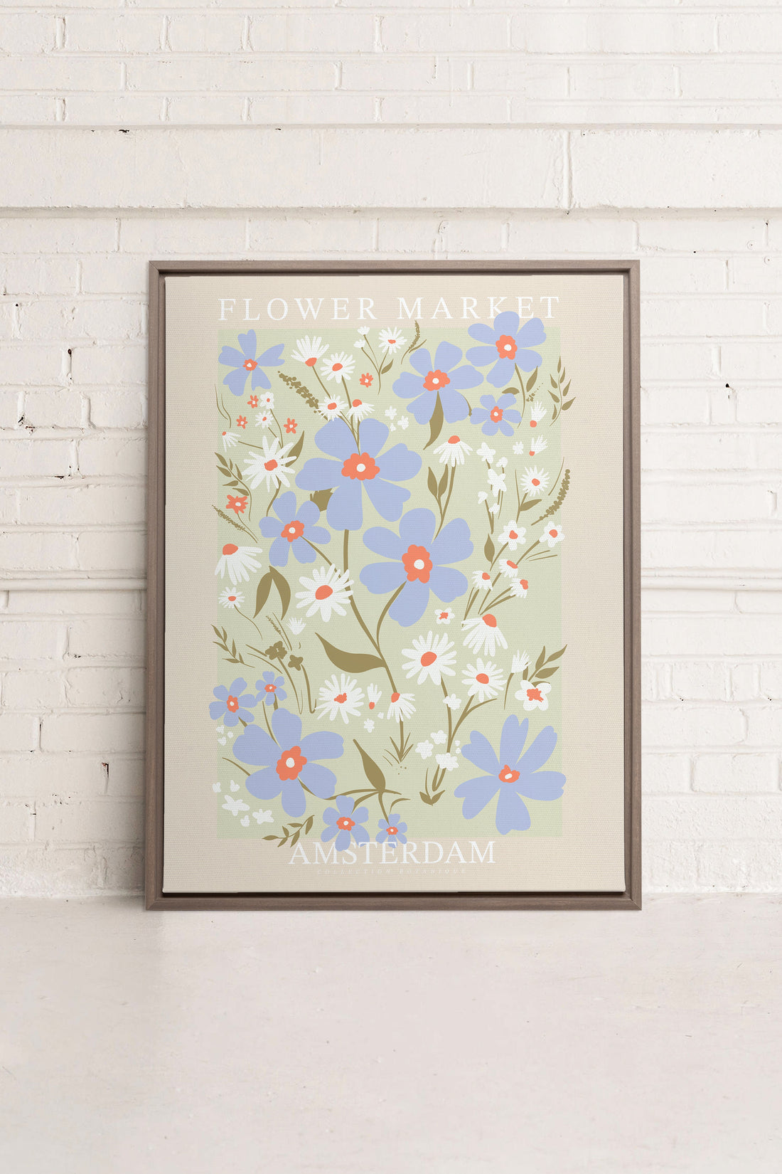 OLEKA CANVAS - AMSTERDAM BLOOM, Oeuvre sur toile étirée, encadré Brun Chêne