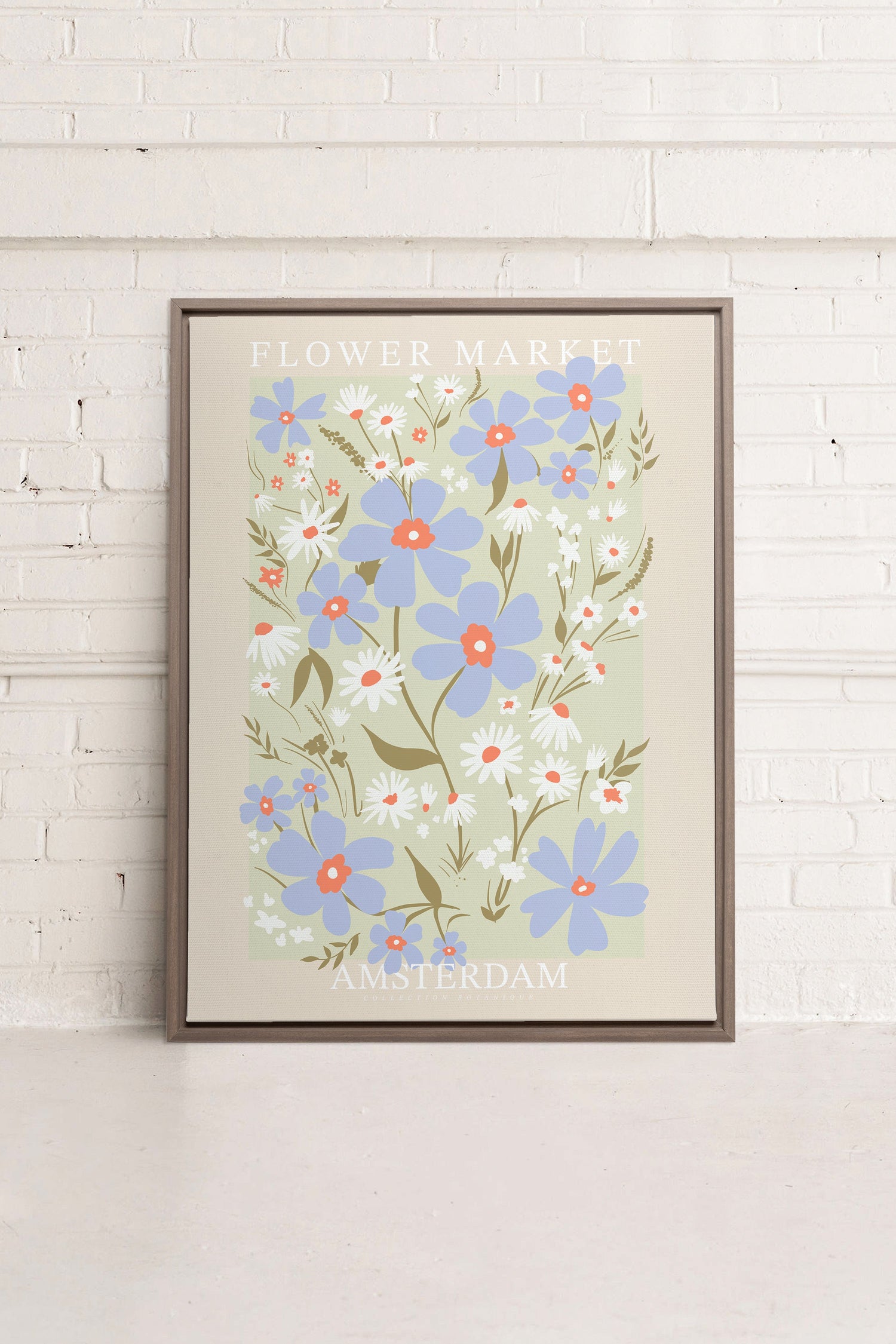 OLEKA CANVAS - AMSTERDAM BLOOM, Oeuvre sur toile étirée, encadré Brun Chêne