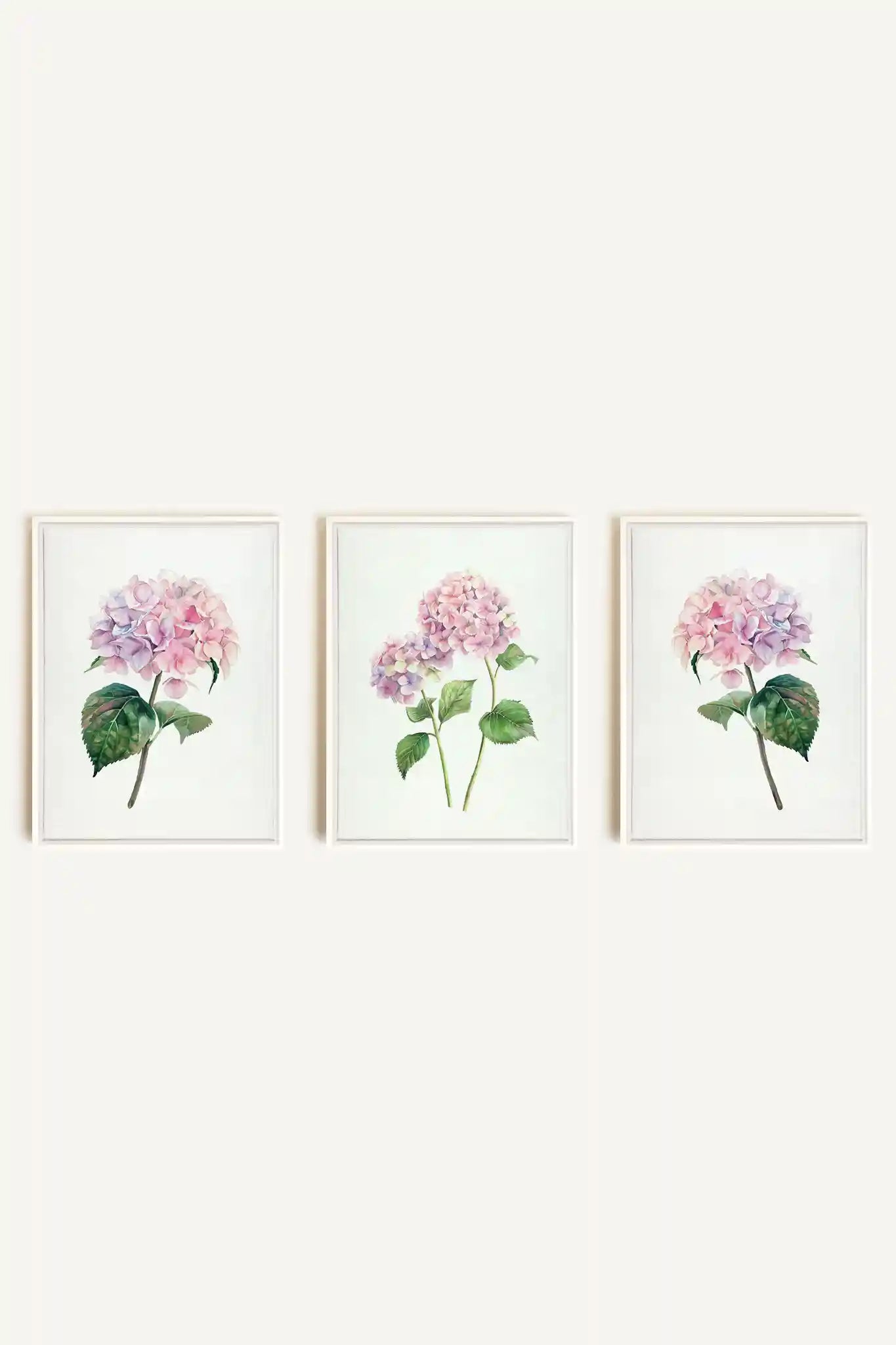 BLOSSOMING TRIO, 3 Oeuvres sur toile étirée, encadré Blanc
