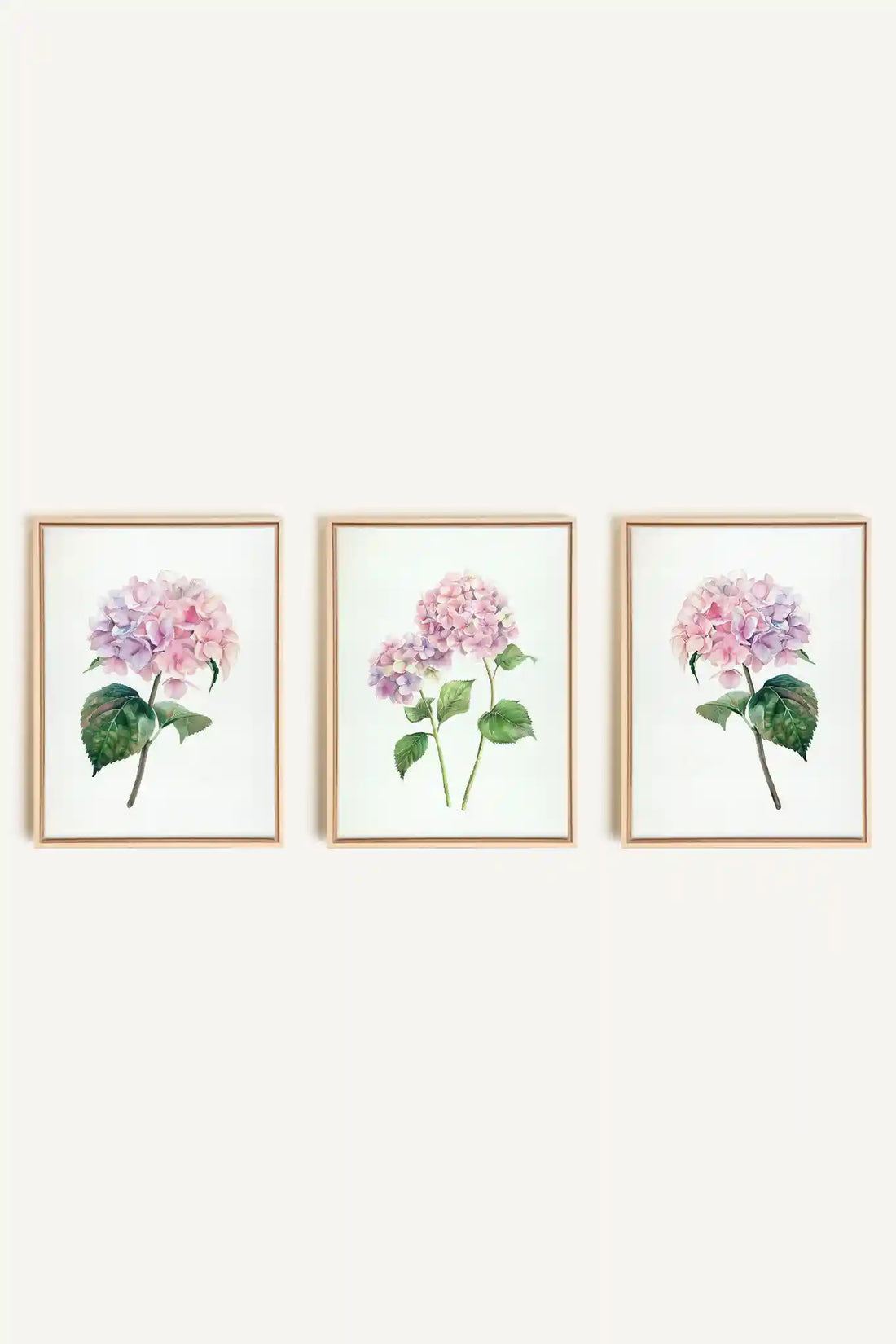 BLOSSOMING TRIO, 3 Oeuvres sur toile étirée, encadré Naturel Clair