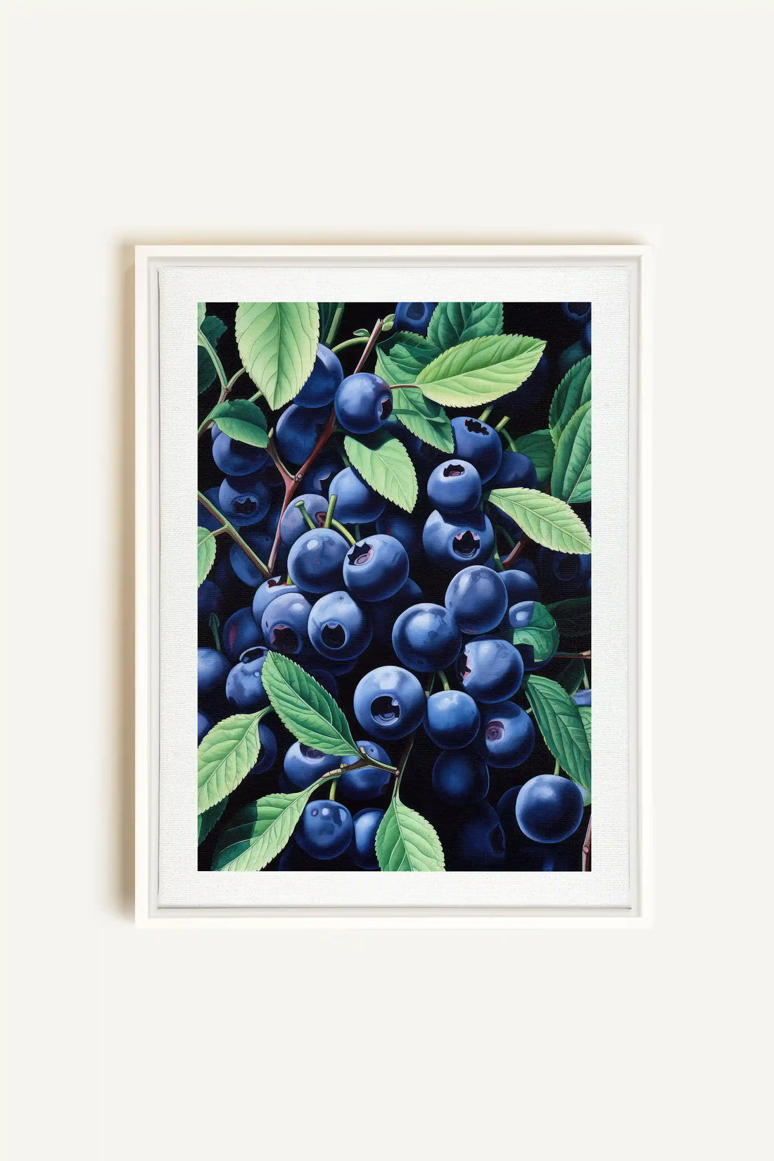 BLUEBERRY BLISS, Artwork on stretched canvas, framed in white