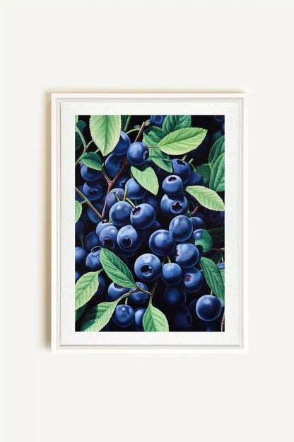 BLUEBERRY BLISS, Artwork on stretched canvas, framed in white