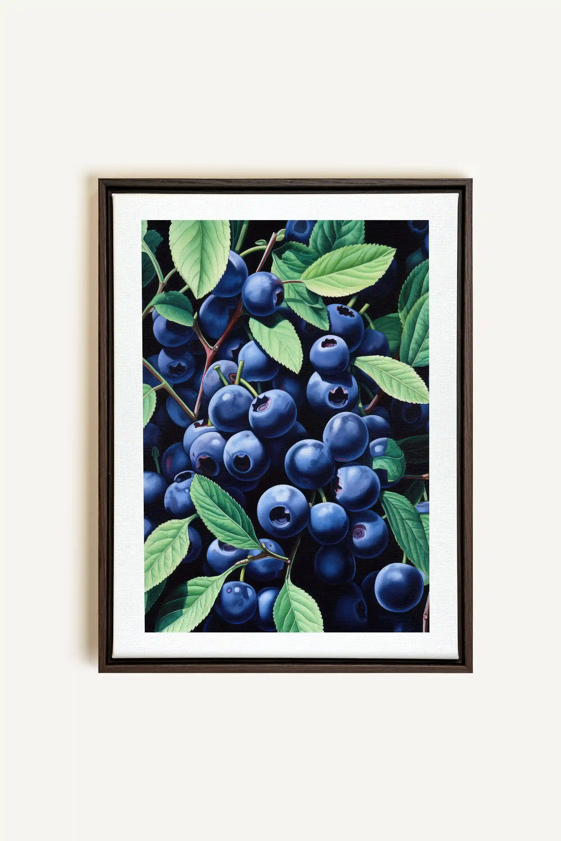 BLUEBERRY BLISS, Artwork on stretched canvas, framed in Walnut Brown