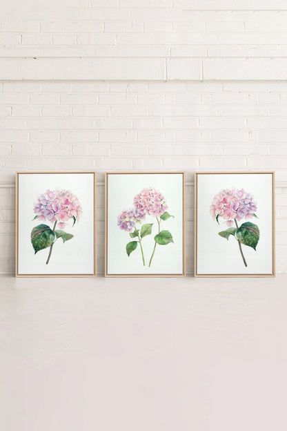 BLOSSOMING TRIO, 3 Oeuvres sur toile étirée, encadré Naturel Clair