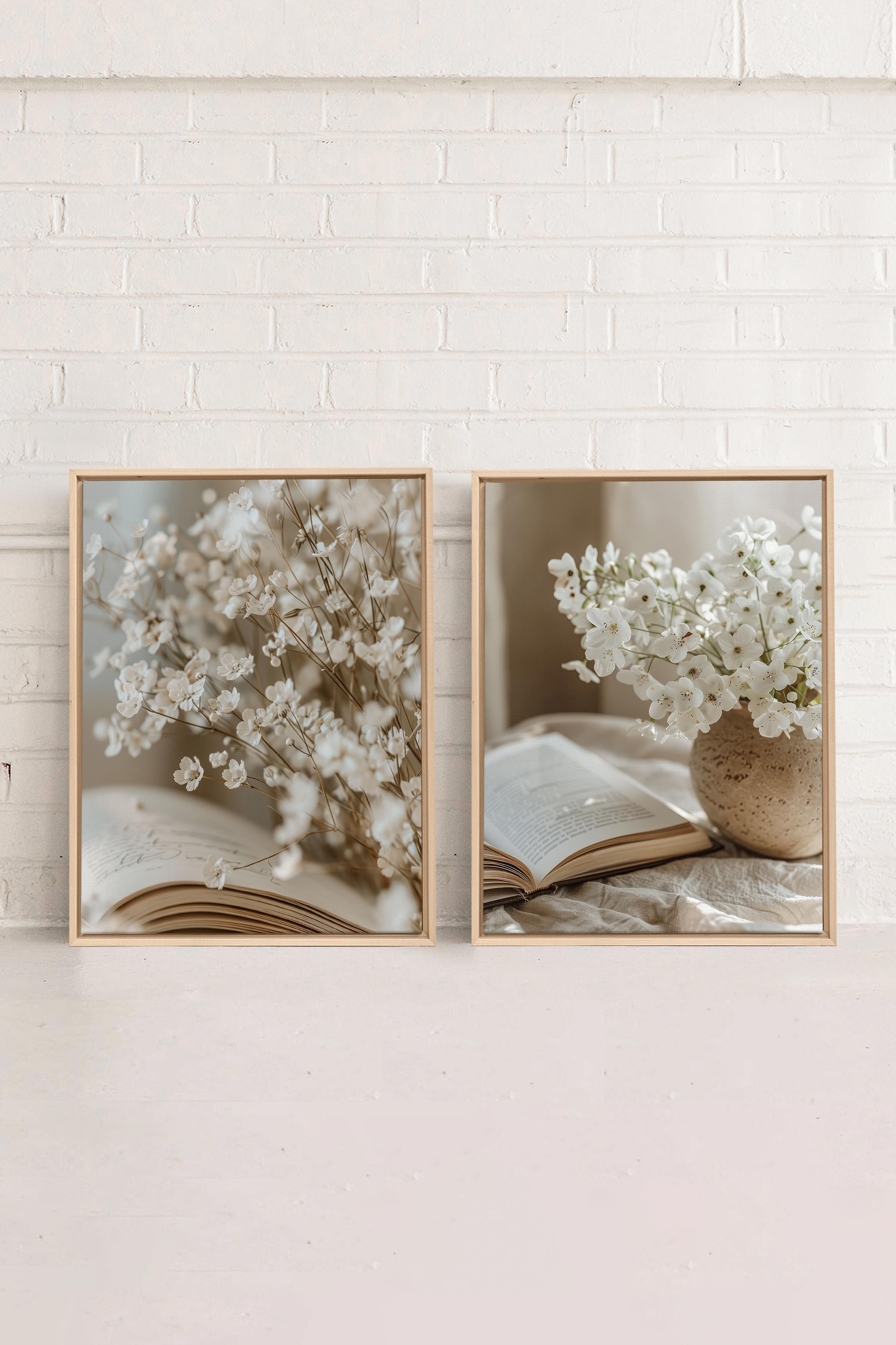 OLEKA CANVAS - TIMELESS BEAUTY DUO, 2 Oeuvres sur toile étirée, encadré Naturel Clair