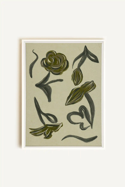 BOTANIC RELIC, Artwork on stretched canvas, framed in white