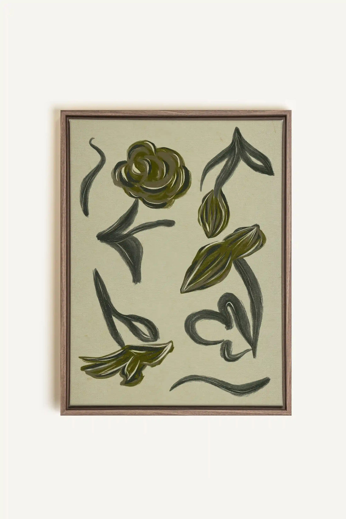 BOTANIC RELIC, Artwork on stretched canvas, framed in Brown Oak