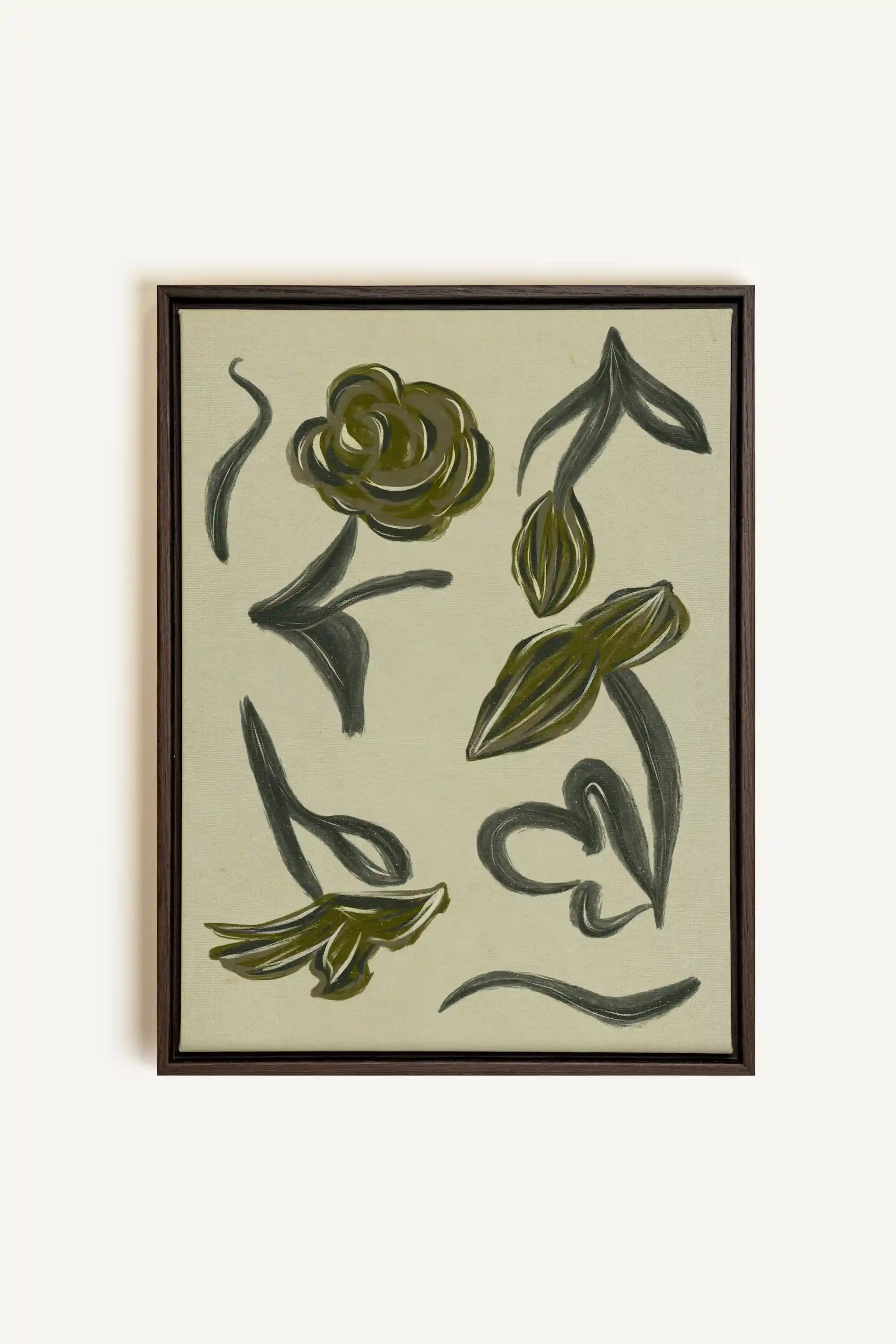 BOTANIC RELIC, Artwork on stretched canvas, framed in Walnut Brown