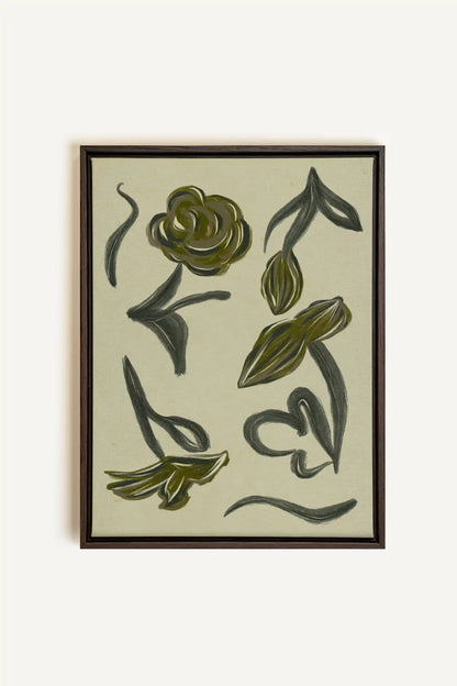 BOTANIC RELIC, Artwork on stretched canvas, framed in Walnut Brown