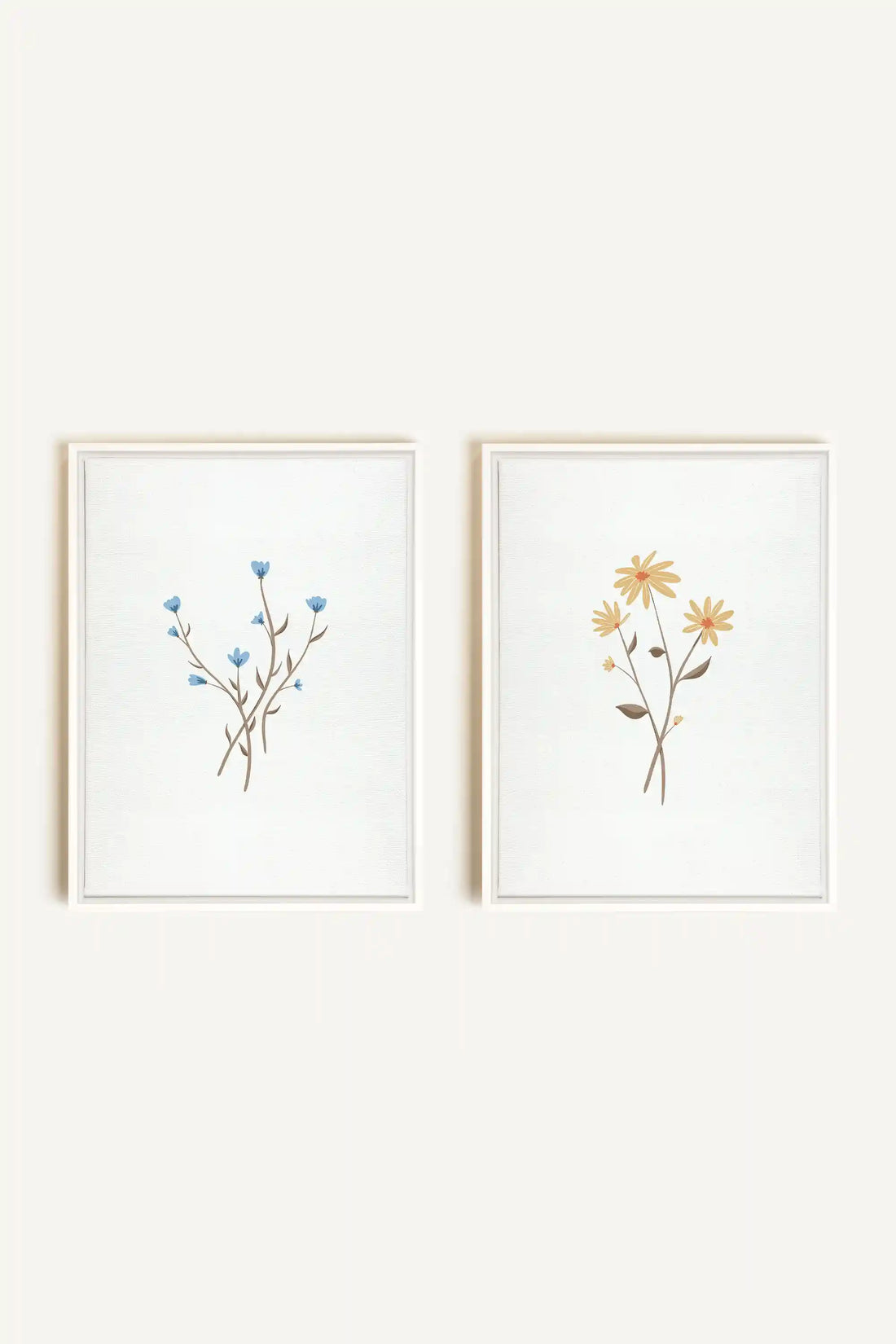 BOUQUET RUSTIQUE, 2 Works on stretched canvas, framed in white