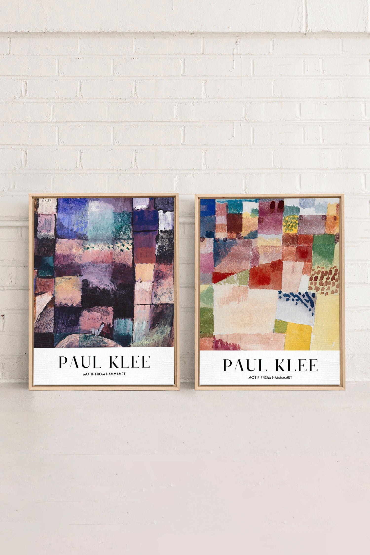 OLEKA CANVAS - DUO PAUL KLEE, 2 Oeuvres sur toile étirée, encadré Naturel Clair