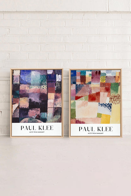 OLEKA CANVAS - DUO PAUL KLEE, 2 Oeuvres sur toile étirée, encadré Naturel Clair