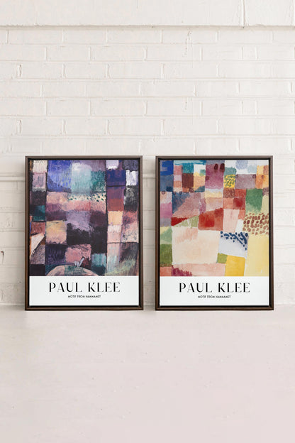 OLEKA CANVAS - DUO PAUL KLEE, 2 Oeuvres sur toile étirée, encadré Brun Noyer