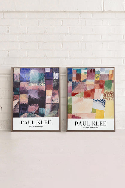 OLEKA CANVAS - DUO PAUL KLEE, 2 Oeuvres sur toile étirée, encadré Brun Chêne