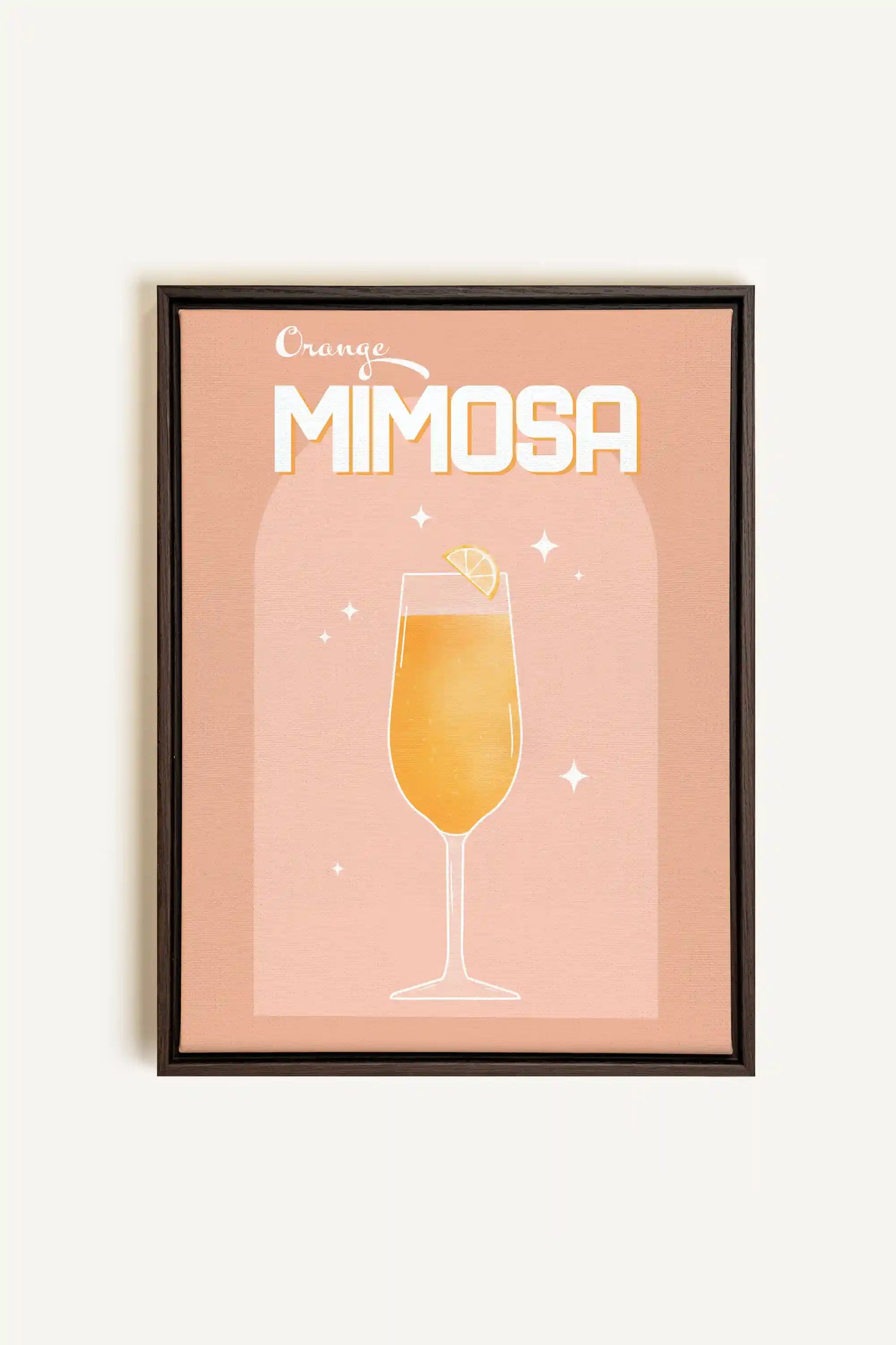 ORANGE MIMOSA, Artwork on stretched canvas, framed in Walnut Brown