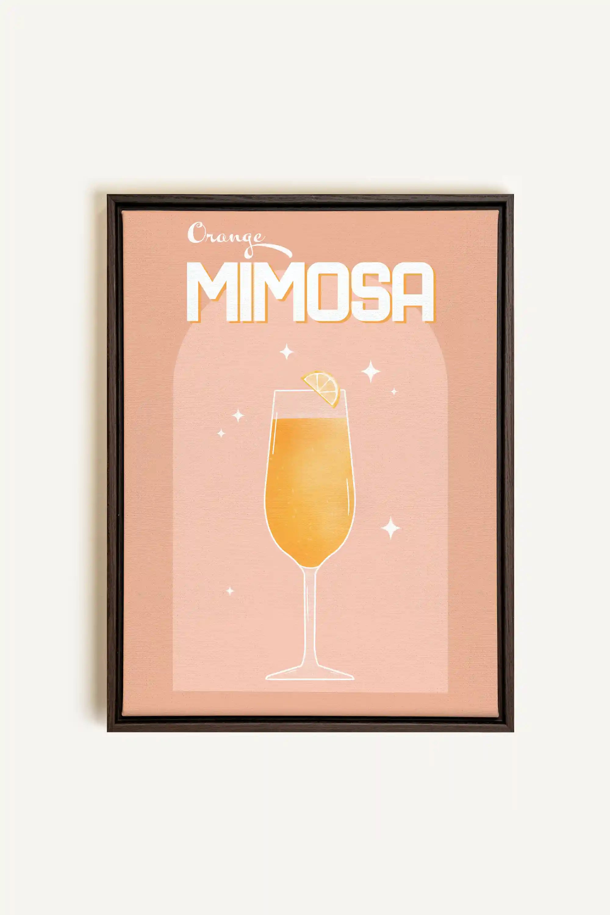 ORANGE MIMOSA, Artwork on stretched canvas, framed in Walnut Brown