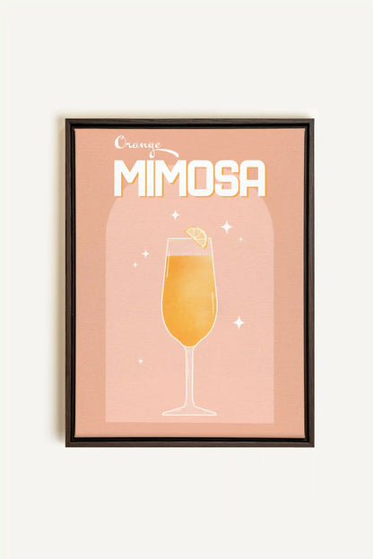 ORANGE MIMOSA, Artwork on stretched canvas, framed in Walnut Brown