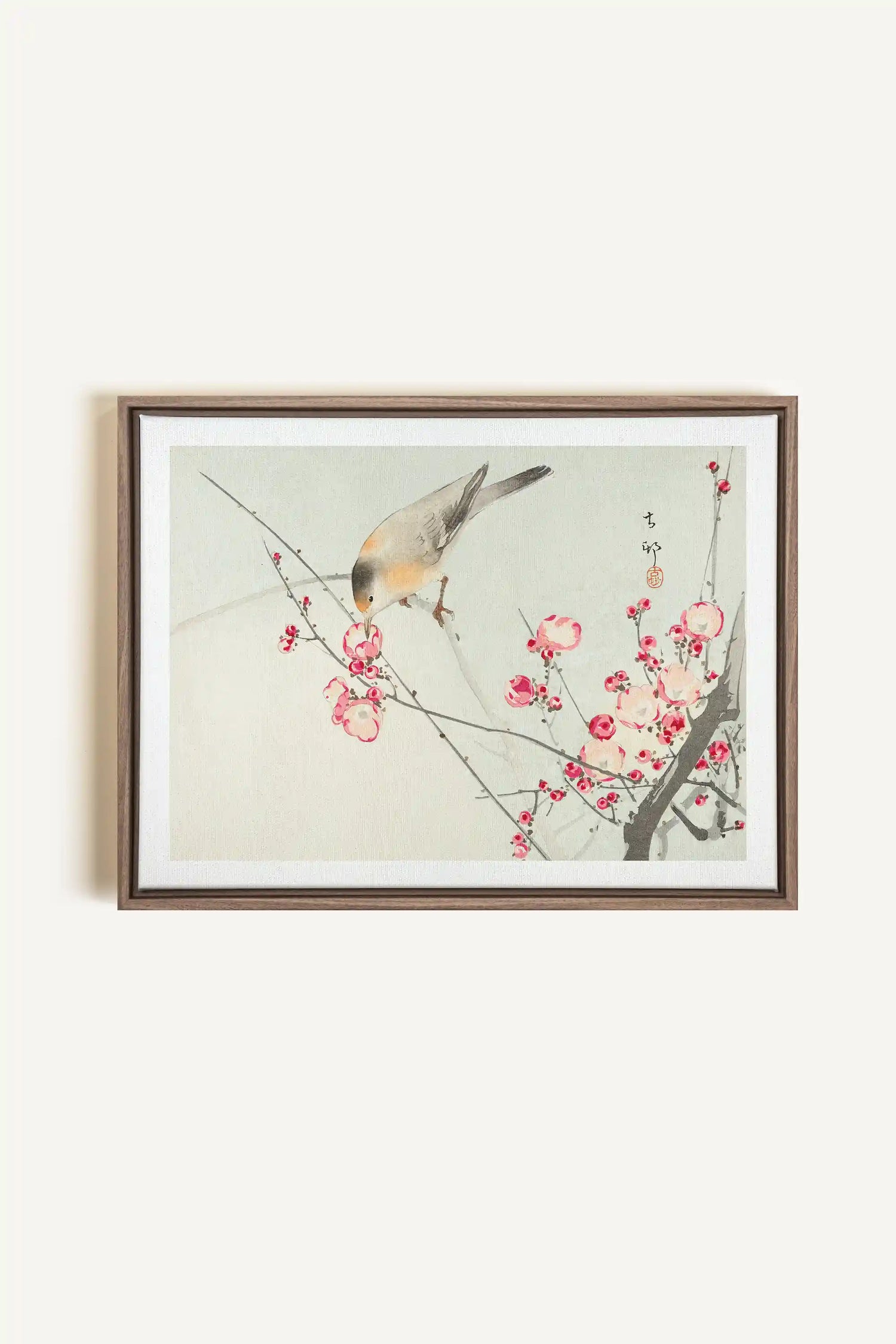 SONGBIRD, Artwork on stretched canvas, framed in Brown Oak