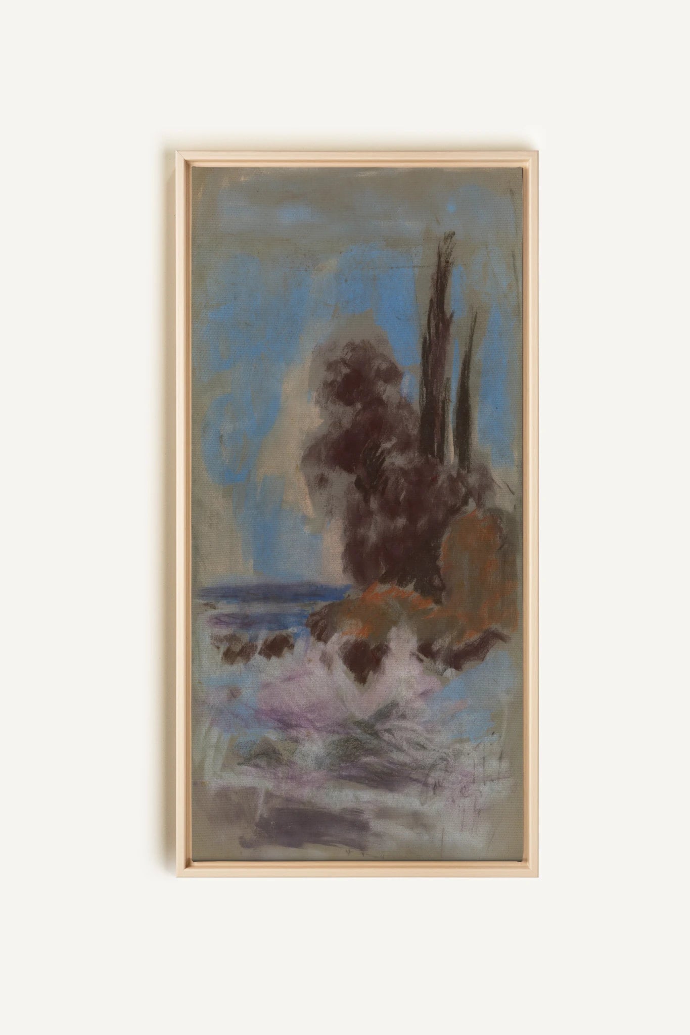 BLEU FOSSILE, Oeuvre sur toile étirée, encadré Naturel Clair