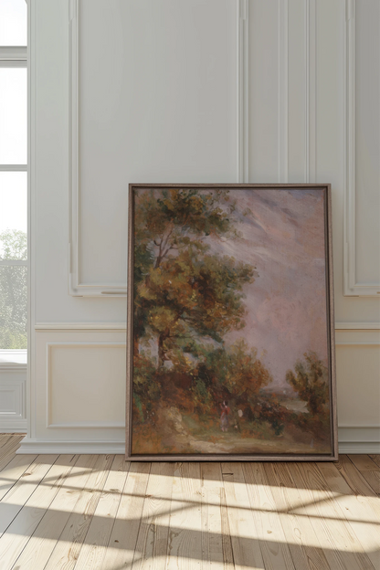 BLUSH SKY GROVE, Work on stretched canvas, framed Oak Brown