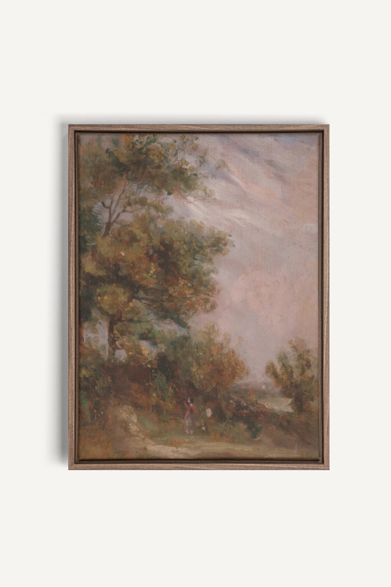 BLUSH SKY GROVE, Work on stretched canvas, framed Oak Brown
