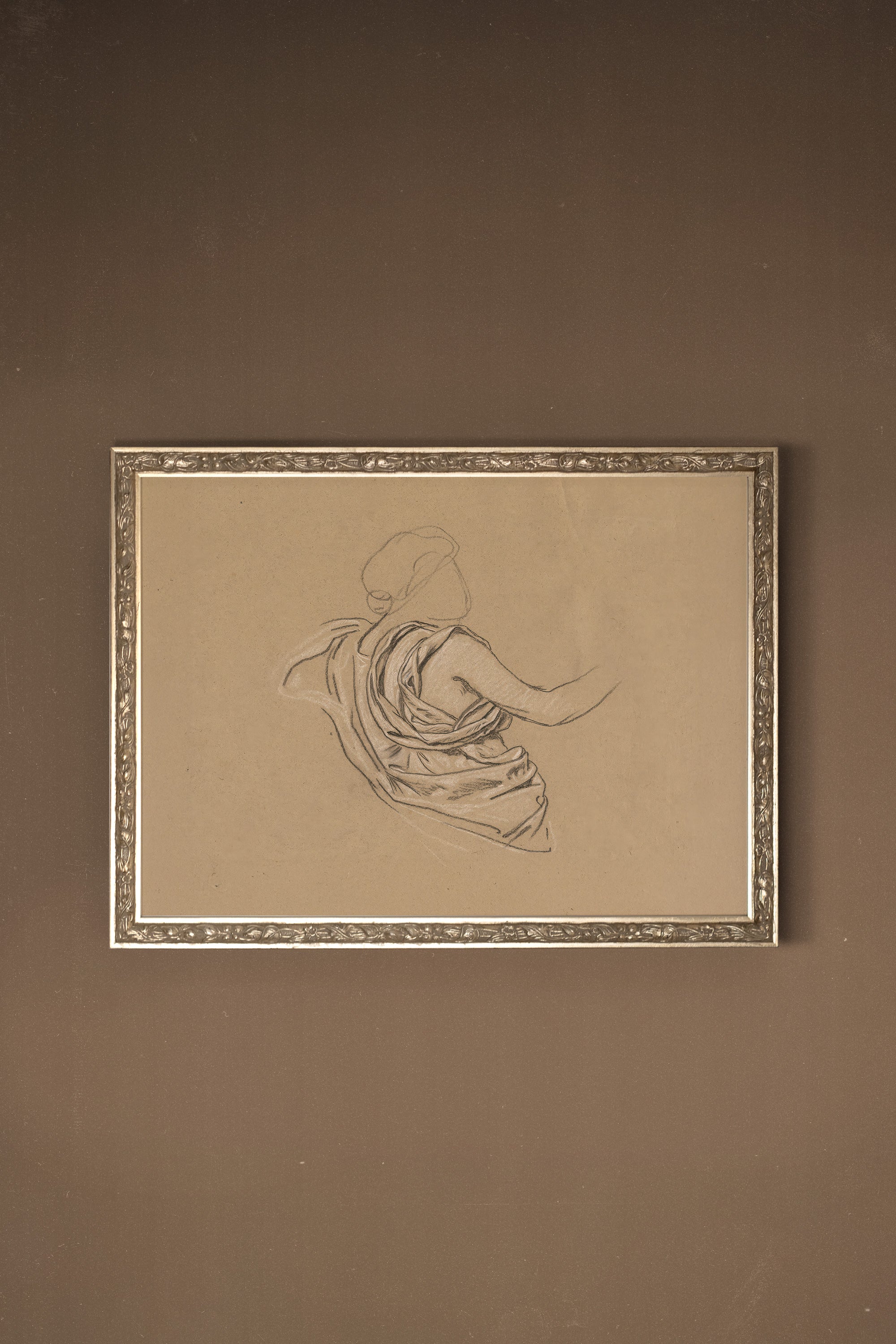 TRACÉ ANTIQUE, Oeuvre sur toile étirée, encadré Vintage Argent