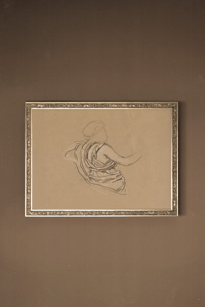 TRACÉ ANTIQUE, Oeuvre sur toile étirée, encadré Vintage Argent