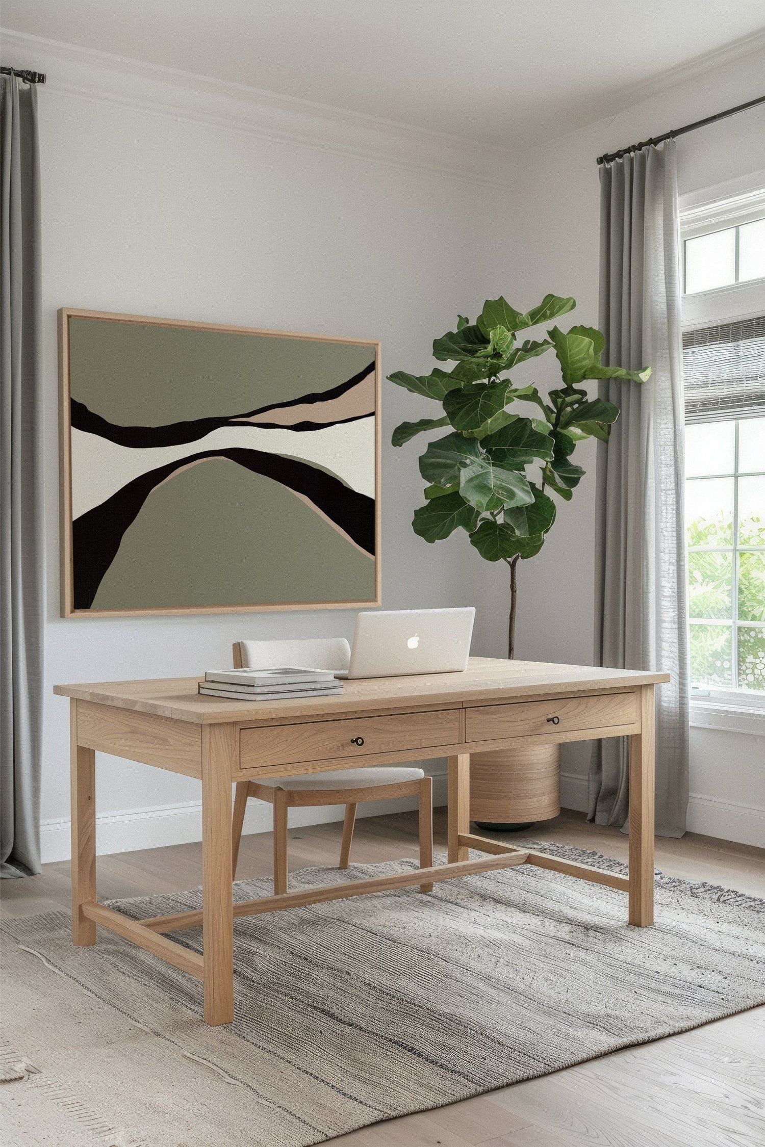 OLEKA CANVAS - CAMO MODERNE, Oeuvre sur toile étirée, encadré Naturel Clair