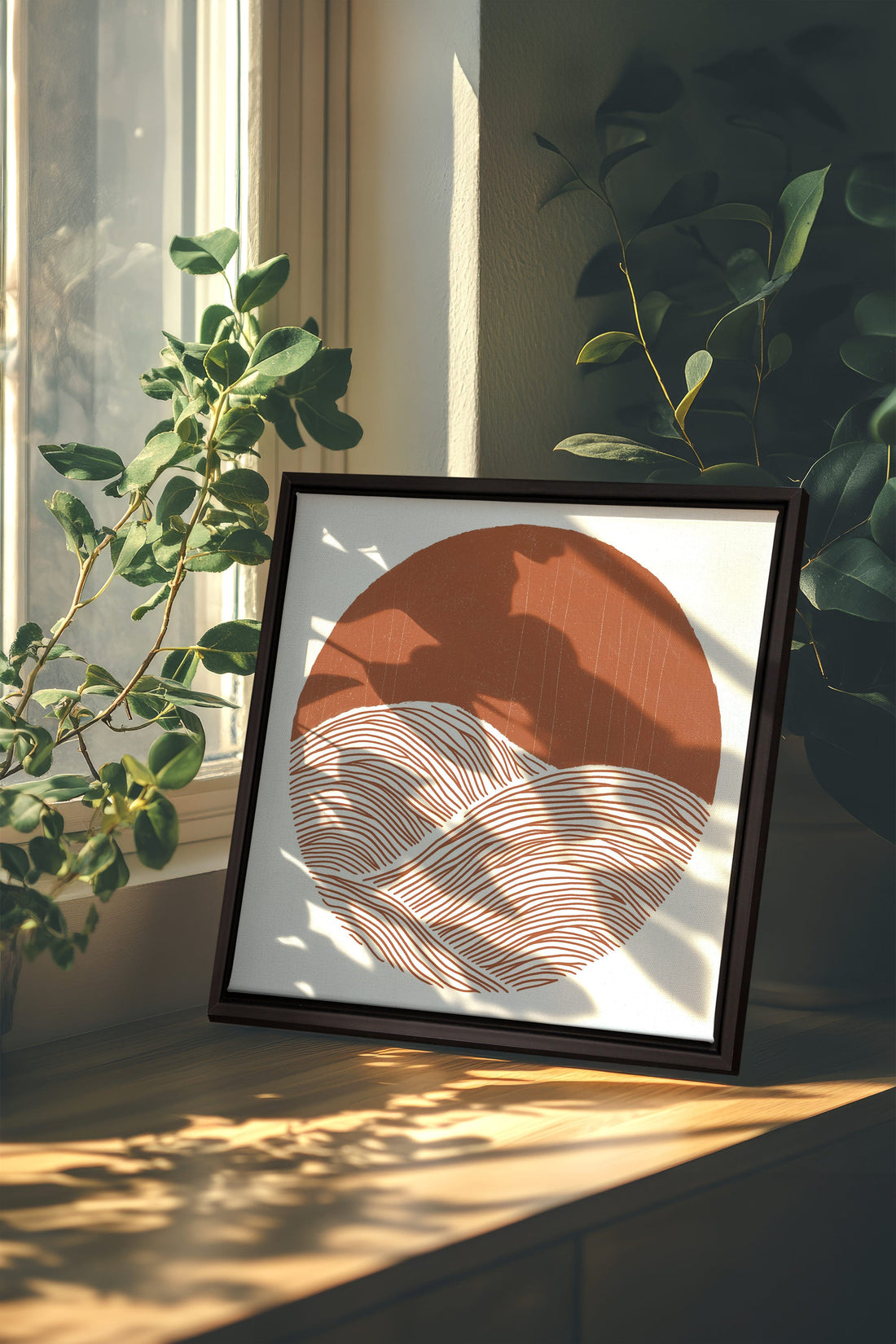 OLEKA CANVAS - EARTH WAVES, Oeuvre sur toile étirée, encadré Noir