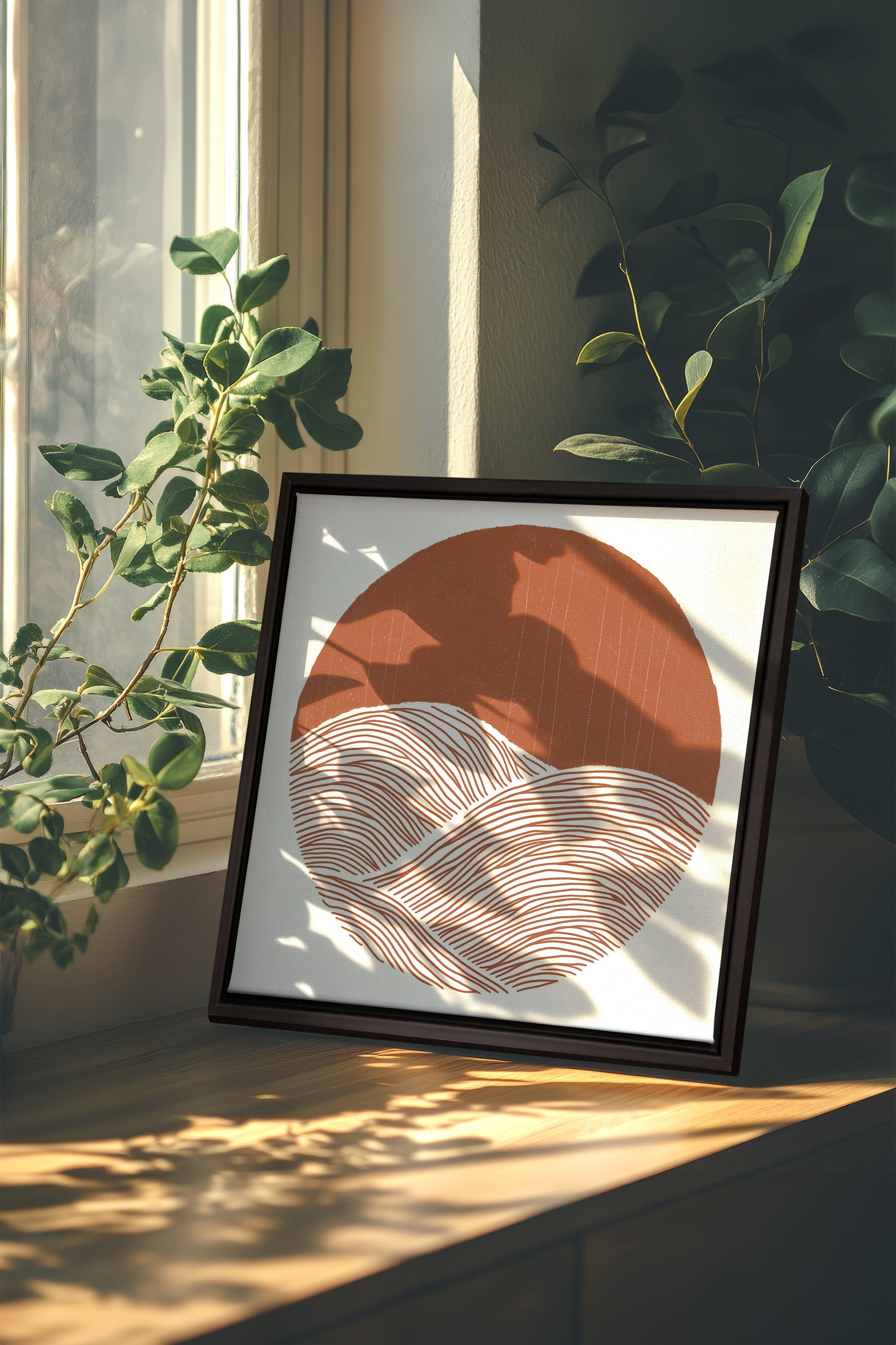 OLEKA CANVAS - EARTH WAVES, Oeuvre sur toile étirée, encadré Noir