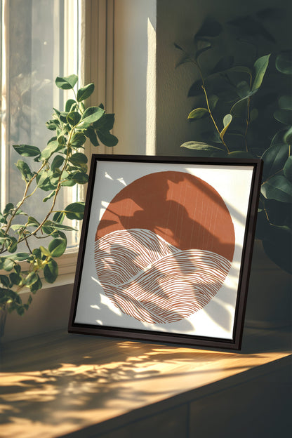 OLEKA CANVAS - EARTH WAVES, Oeuvre sur toile étirée, encadré Noir