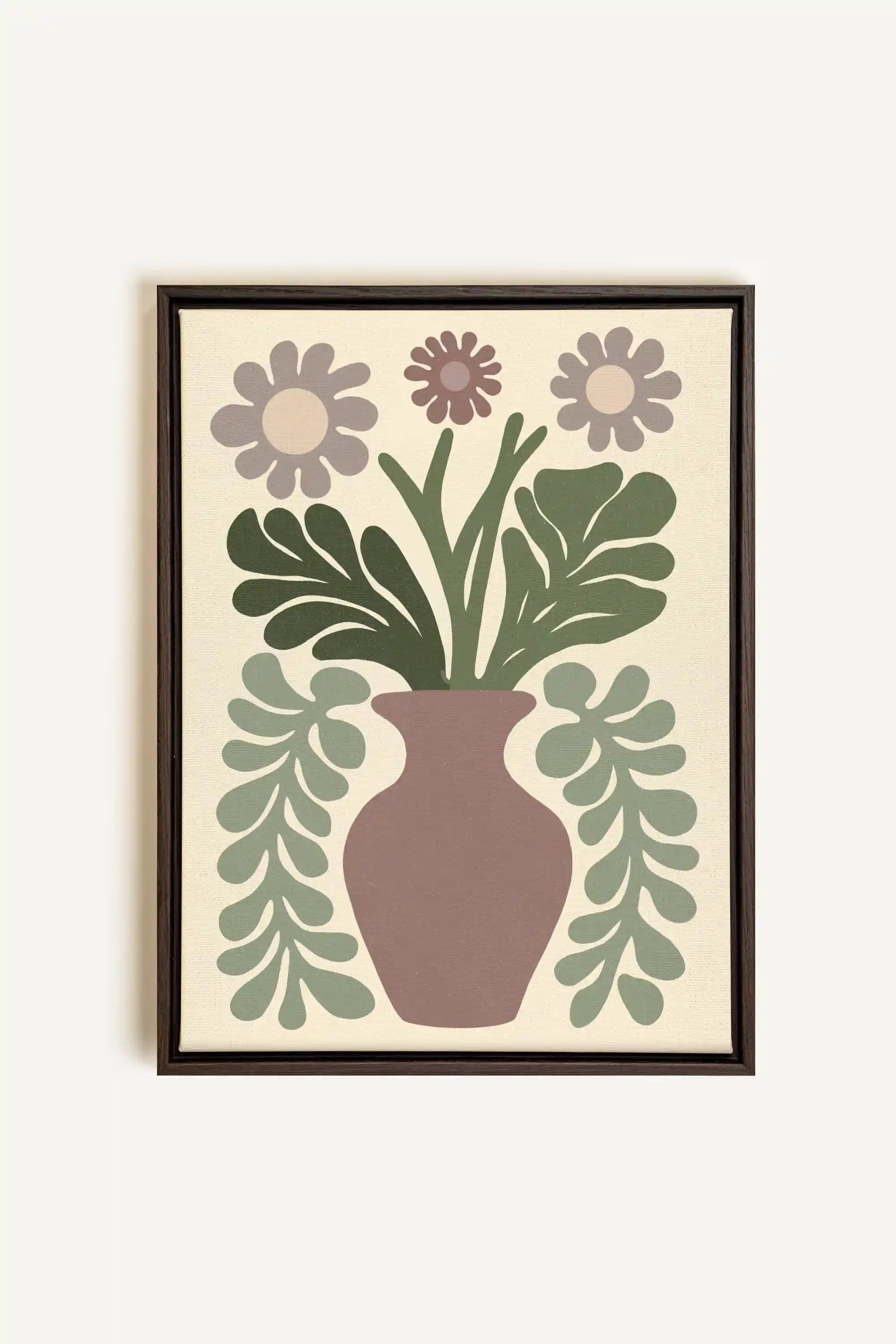 CHIC FLORAL, Artwork on stretched canvas, framed in Walnut Brown
