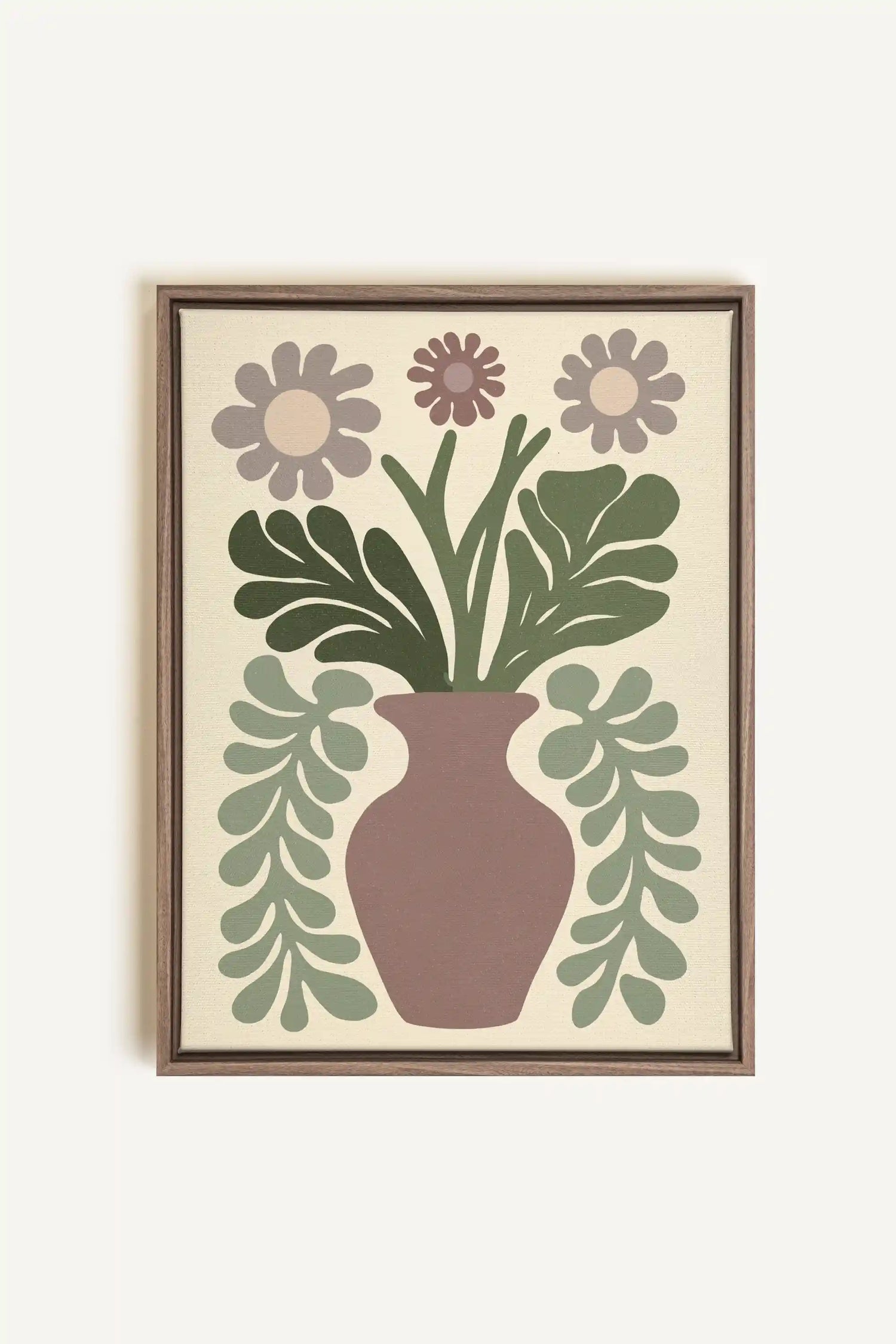 CHIC FLORAL, Oeuvre sur toile étirée, encadré Brun Chêne