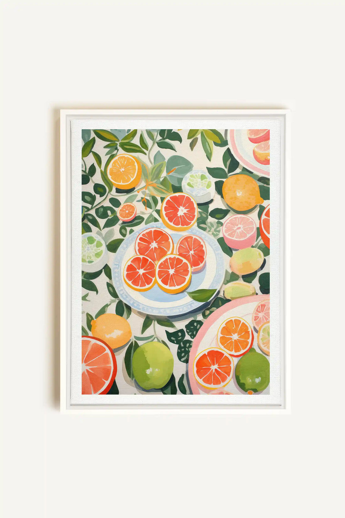 CITRUS DELIGHT, Artwork on stretched canvas, framed in white