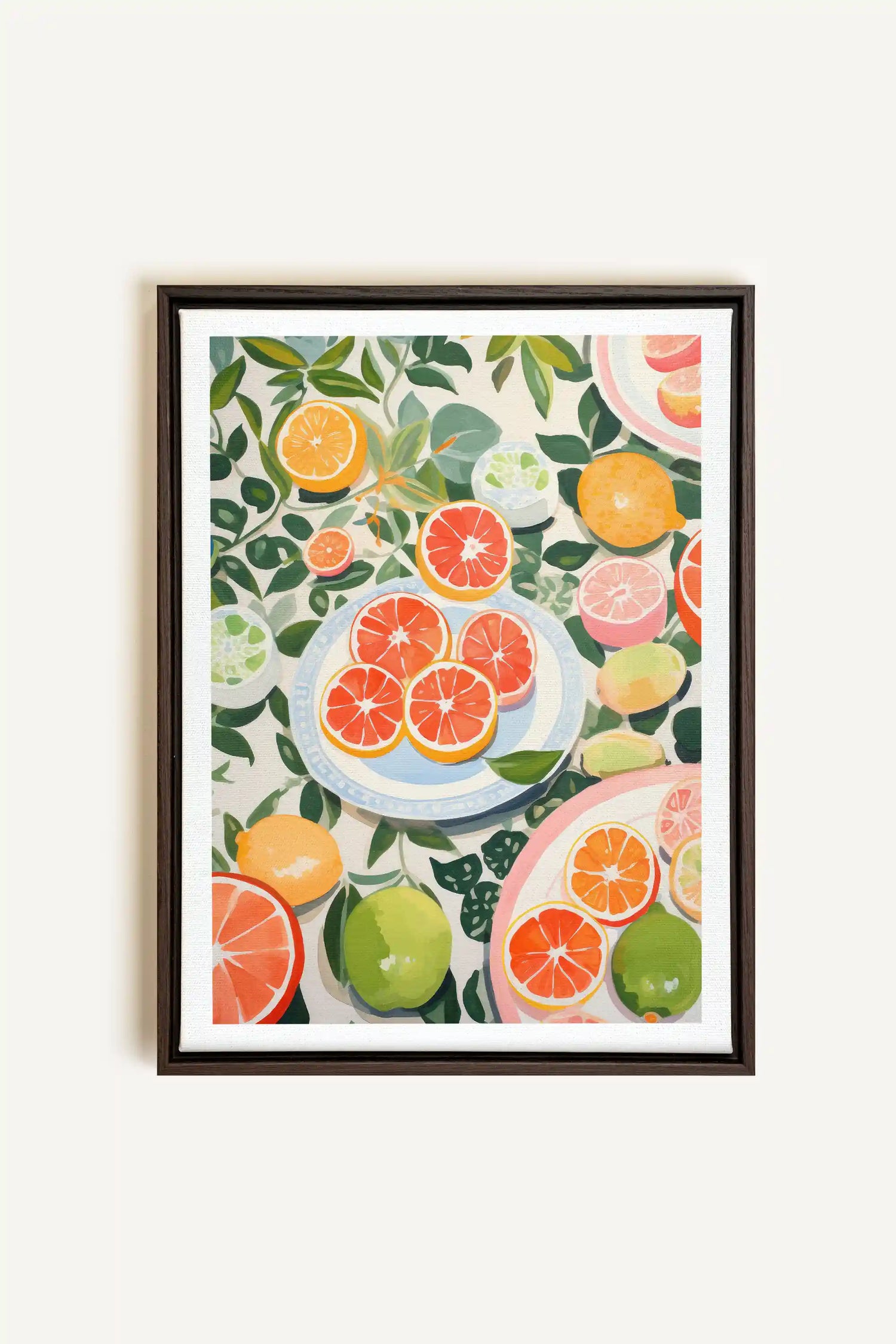 CITRUS DELIGHT, Oeuvre sur toile étirée, encadré Brun Noyer
