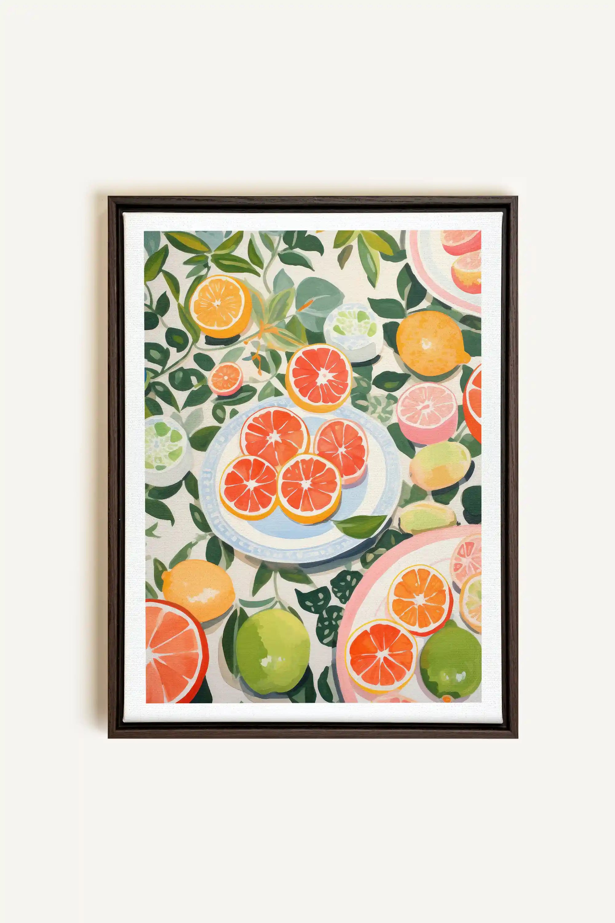 CITRUS DELIGHT, Oeuvre sur toile étirée, encadré Brun Noyer