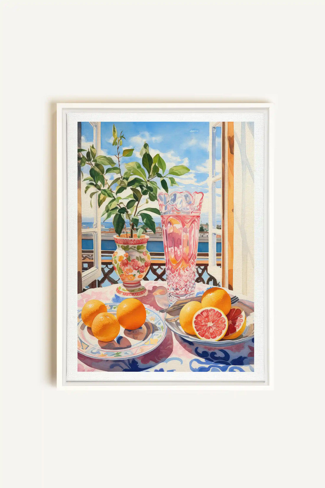 CITRUS VISTA PARADISE, Oeuvre sur toile étirée, encadré Blanc