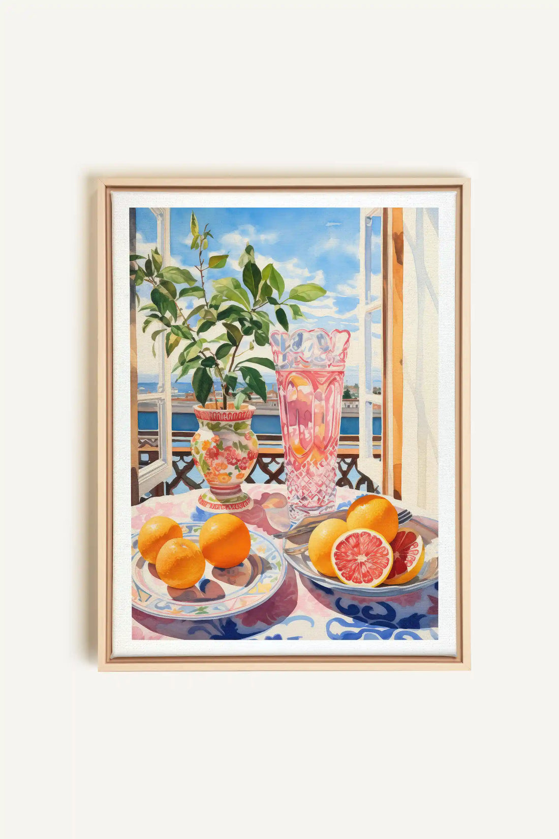 CITRUS VISTA PARADISE, Oeuvre sur toile étirée, encadré Naturel Clair