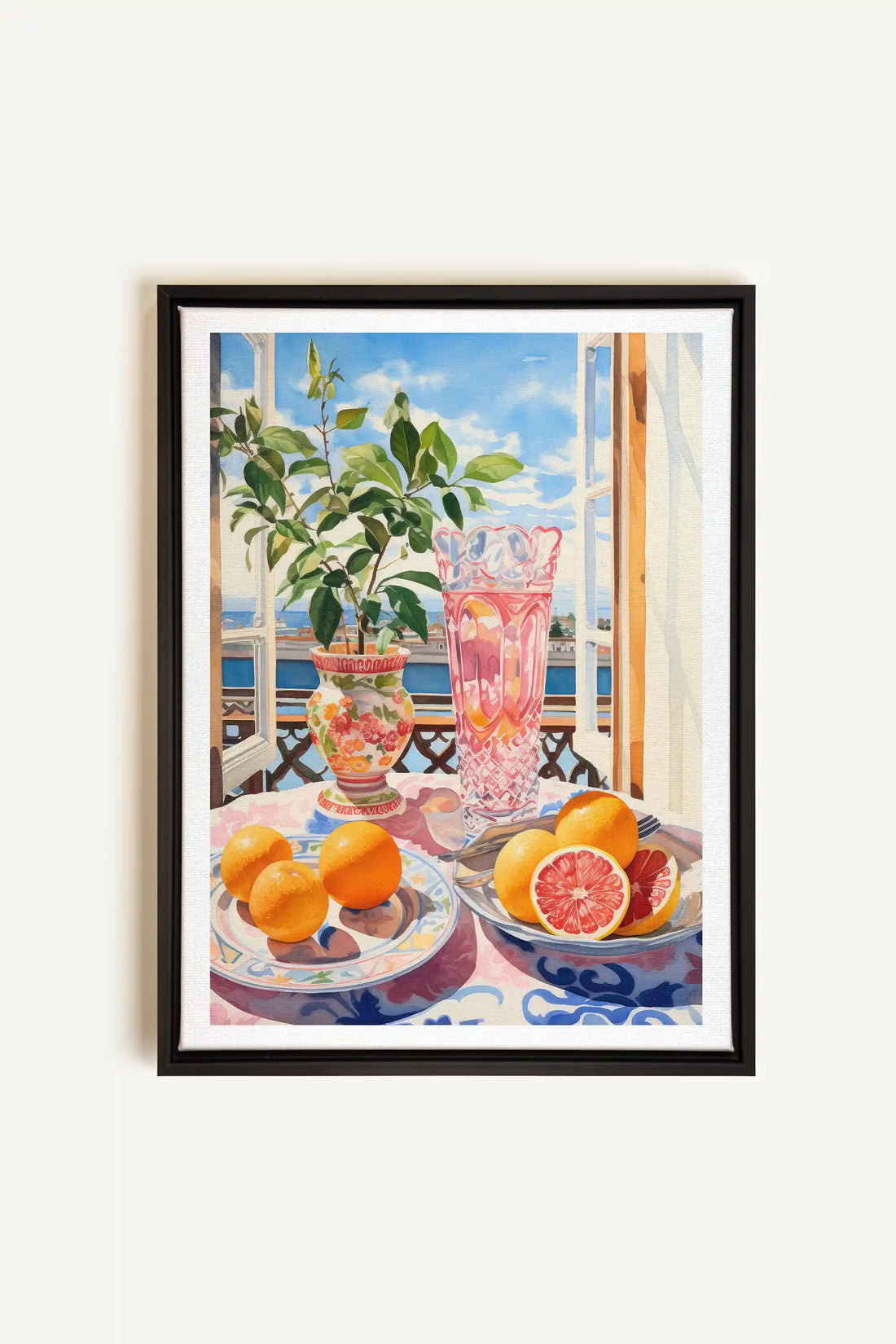 CITRUS VISTA PARADISE, Oeuvre sur toile étirée, encadré Noir
