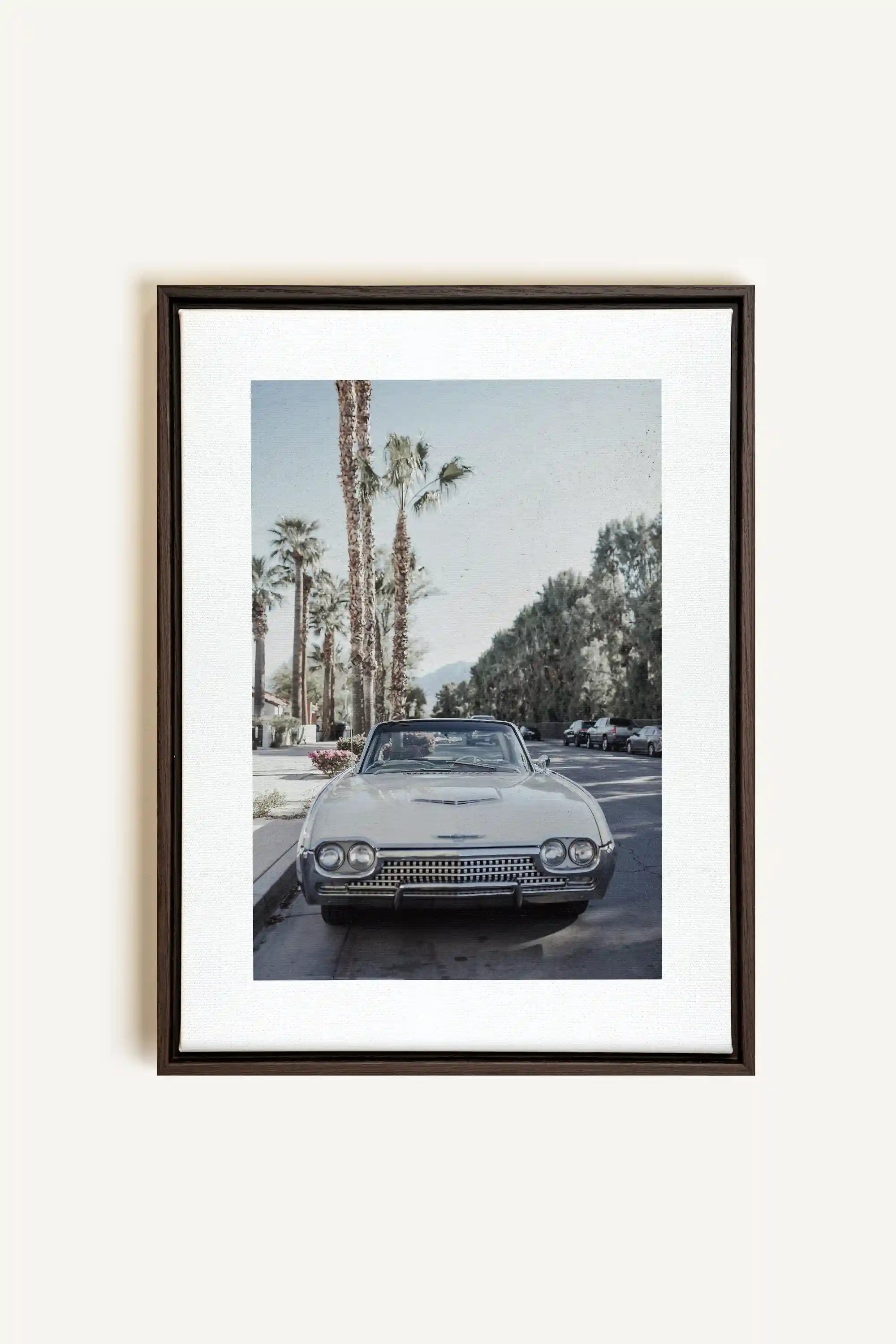 CLASSIC PALM RIDE, Artwork on stretched canvas, framed in Walnut Brown