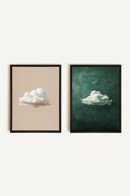 CLOUD SET, 2 Works on stretched canvas, black framed
