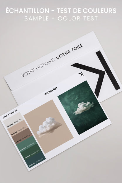 OLEKA CANVAS - CLOUD SET, 2 Oeuvres sur toile étirée, encadré Brun Noyer