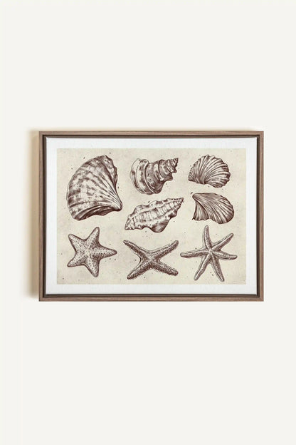 COASTAL COLLECTION, Artwork on stretched canvas, framed in Brown Oak