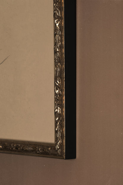 TRACÉ ANTIQUE, Oeuvre sur toile étirée, encadré Vintage Argent