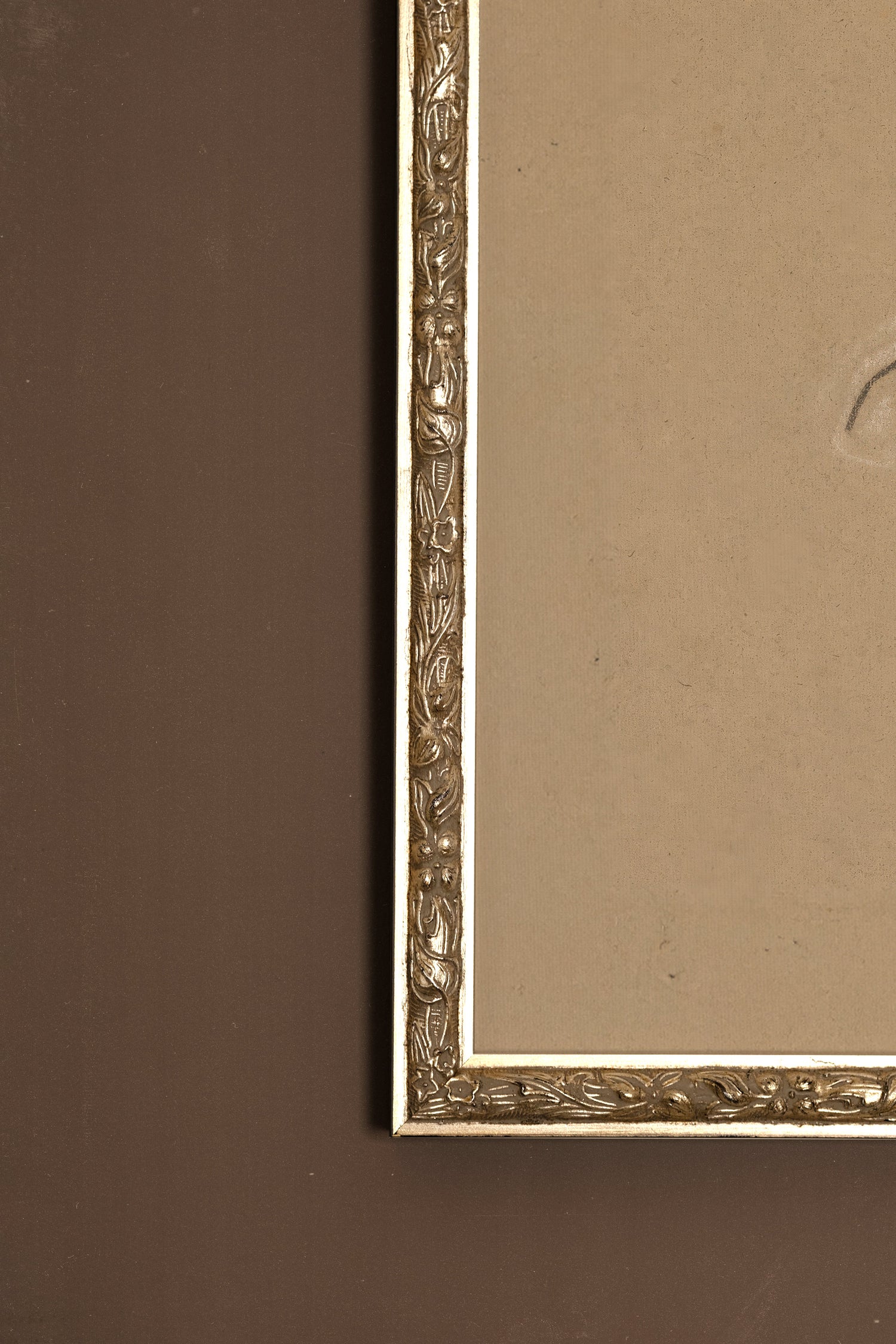 TRACÉ ANTIQUE, Oeuvre sur toile étirée, encadré Vintage Argent