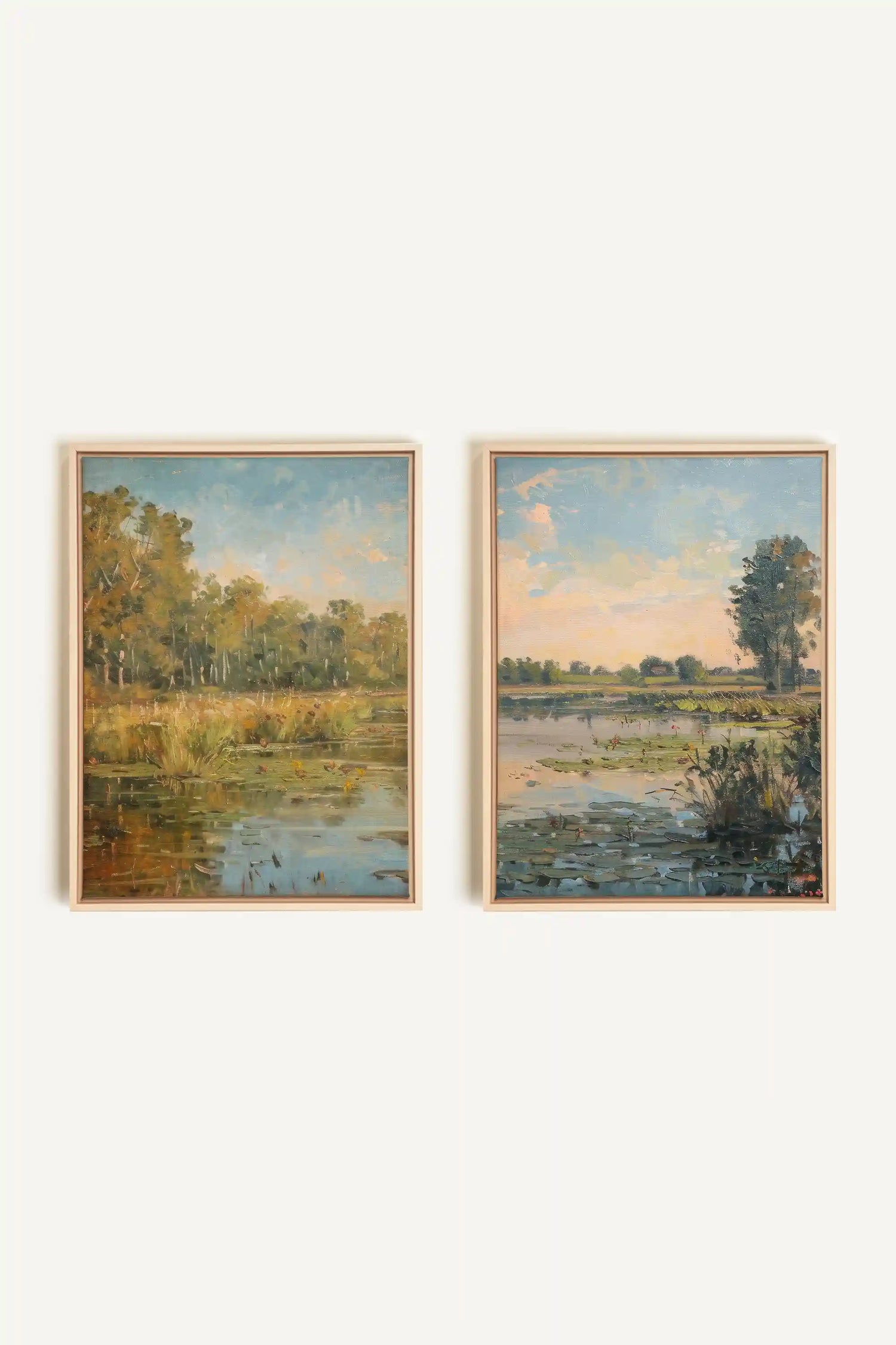 COMBINAISON CROATIAN WATERS, 2 Oeuvres sur toile étirée, encadré Naturel Clair