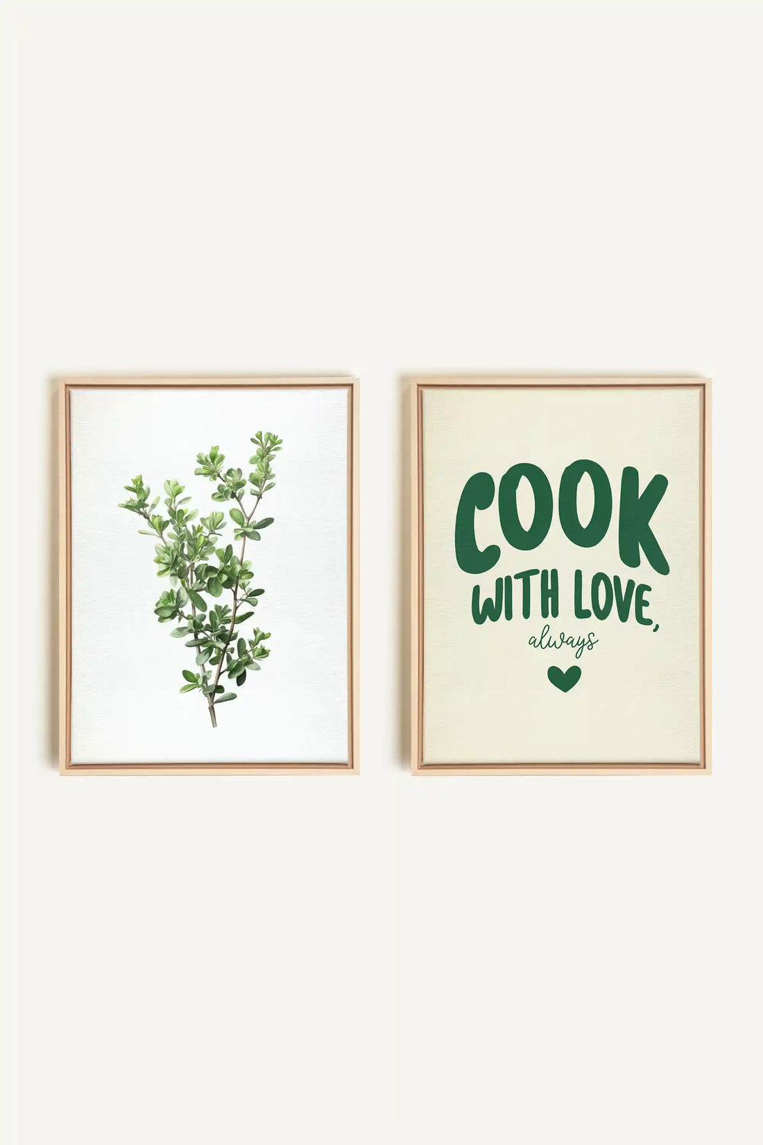 COMBINAISON CUISINE, 2 Oeuvres sur toile étirée, encadré Naturel Clair